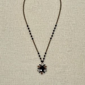 Ann Taylor Loft Black and Smokey Rhinestone Necklace